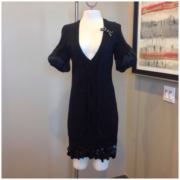 Black Knitted Dress with Sequins - Picture 5 of 8